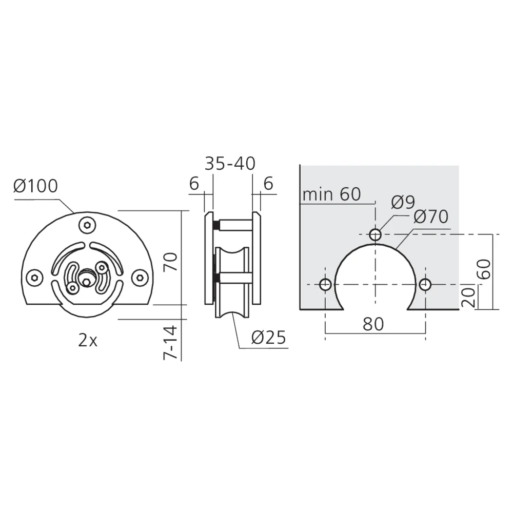 Roulette bas pour porte coulissante