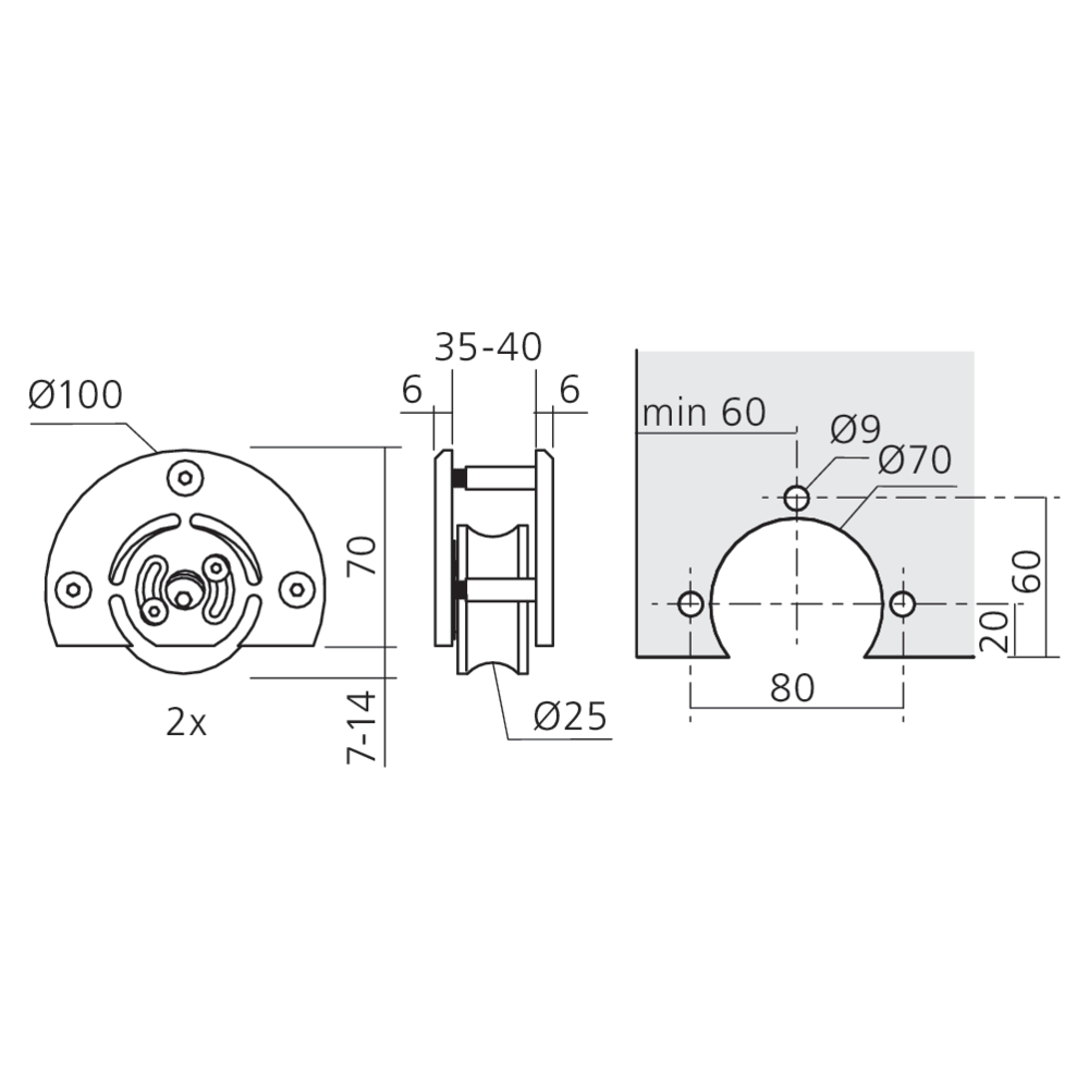 Roulette bas pour porte coulissante