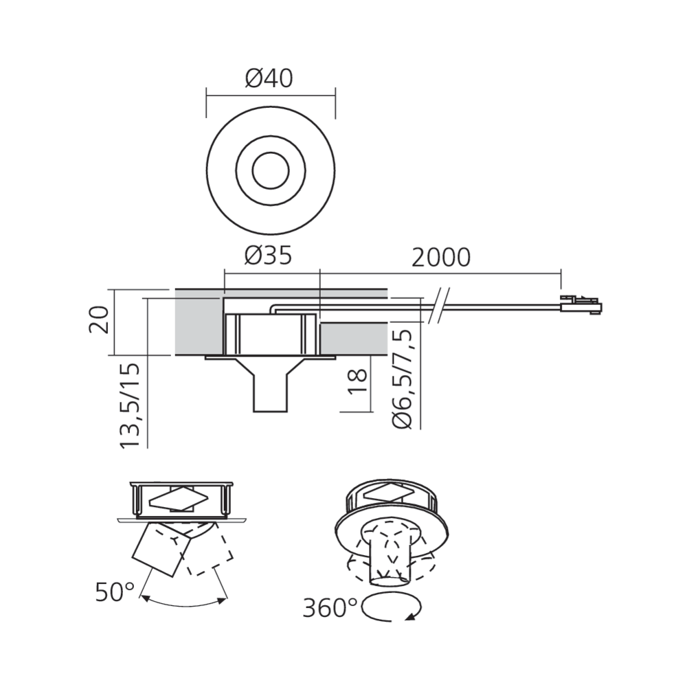 Spot LED orientable 350 mA
