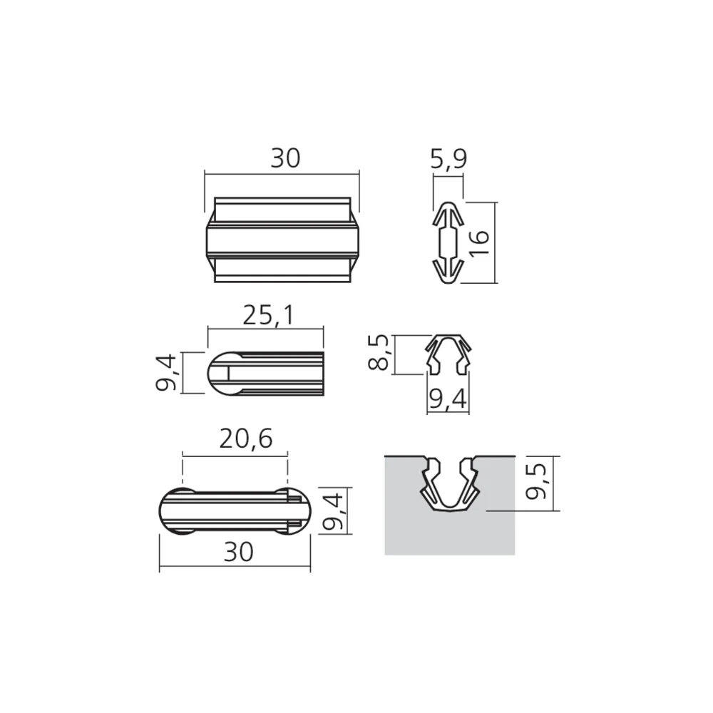Connecteur invisible permanent fin V-0930