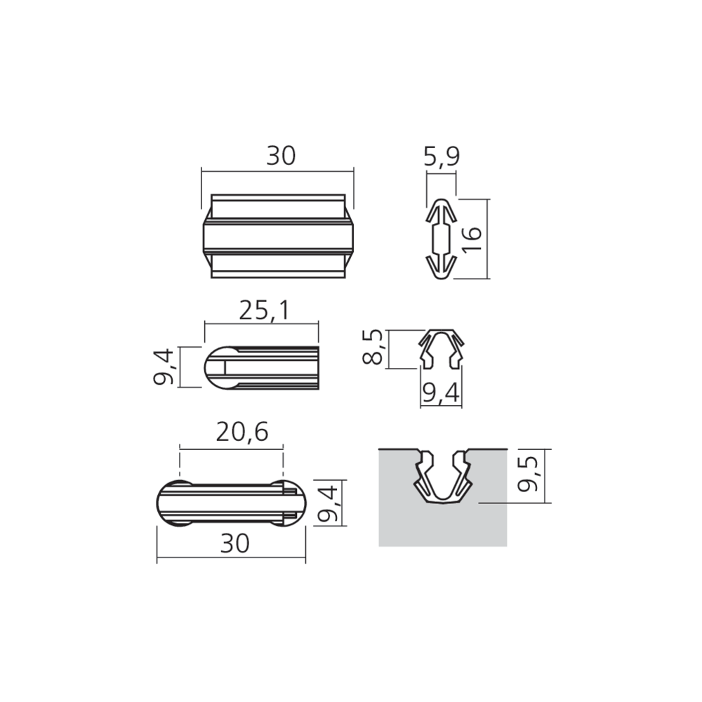 Connecteur invisible permanent fin V-0930
