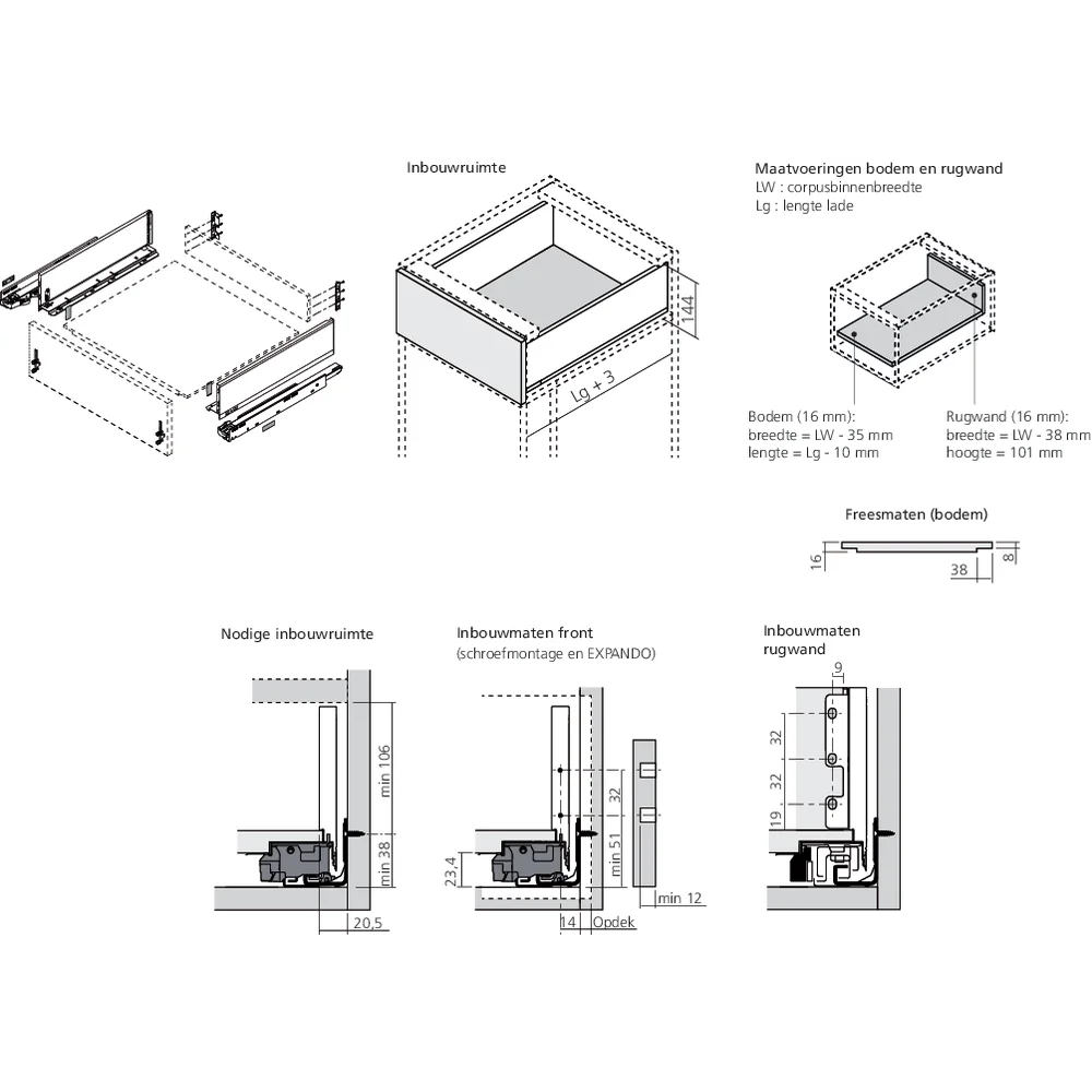 LÉGRABOX TIP-ON inox hauteur K