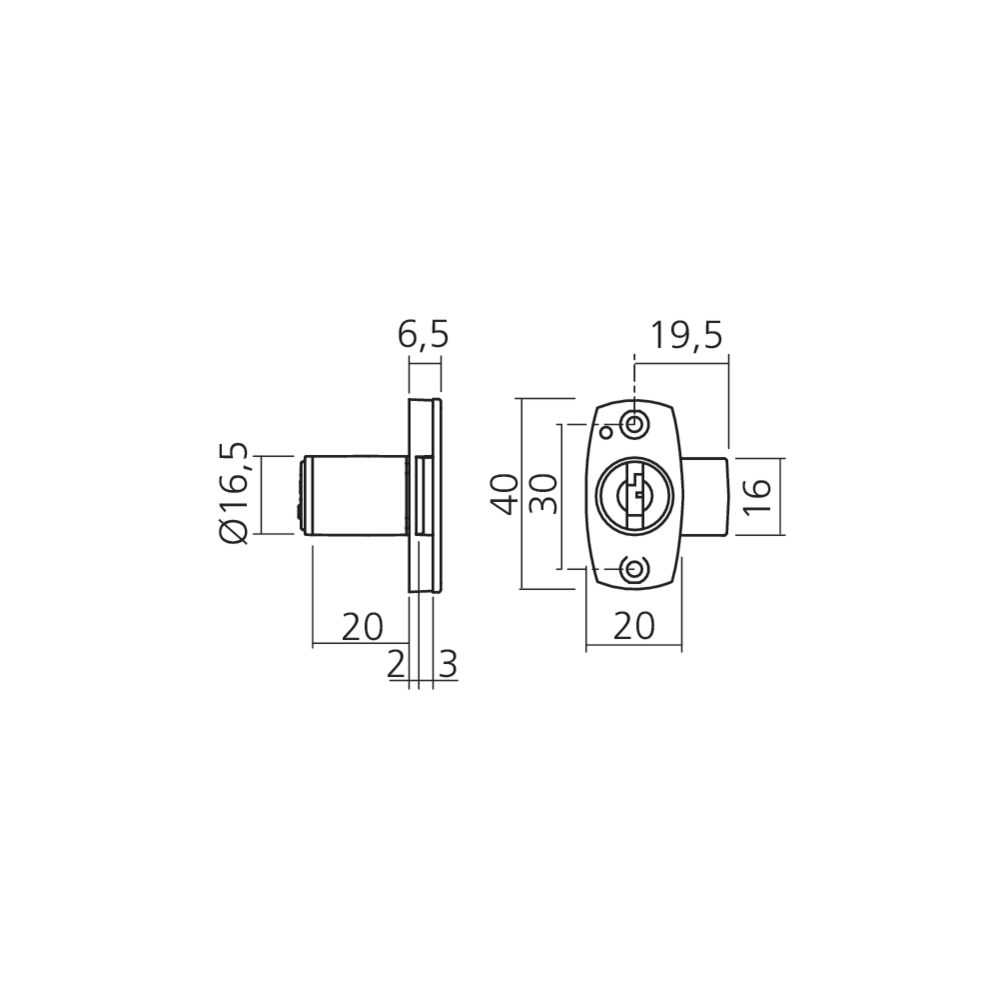 Mini-serrure 1 point cylindre 16,5