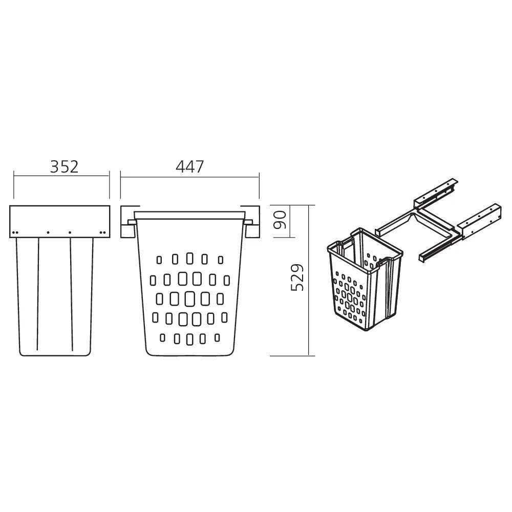 Panier à linge coulissant sous plan de travail