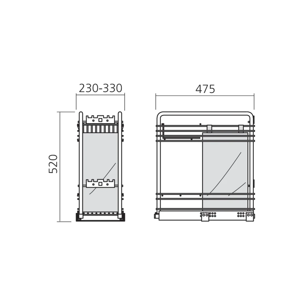 Ensemble coulissant pain bouteilles