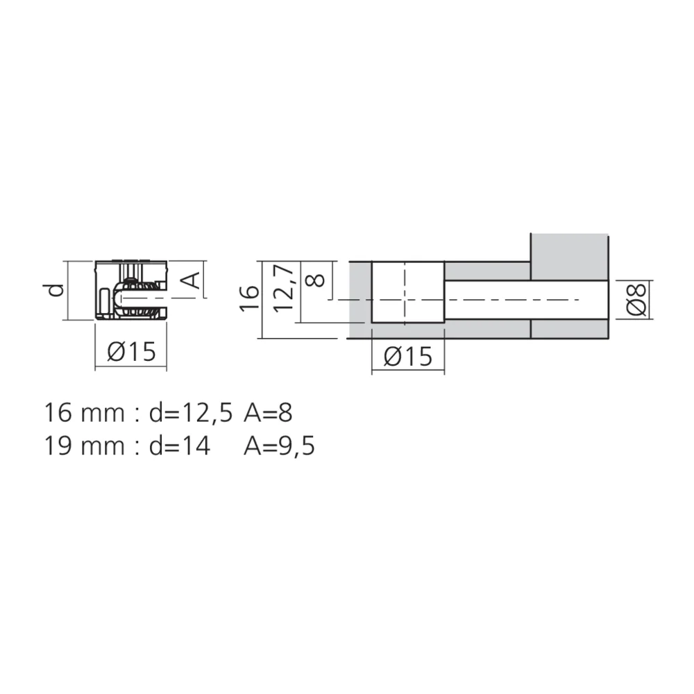 Boîtier excentrique MINI15 Ø15 mm