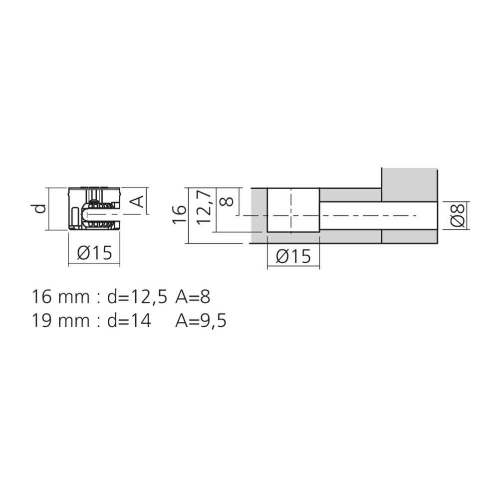 Boîtier excentrique MINI15 Ø15 mm