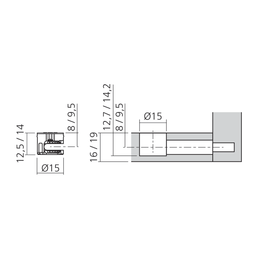 Boîtier excentrique MINI15 Ø15 mm