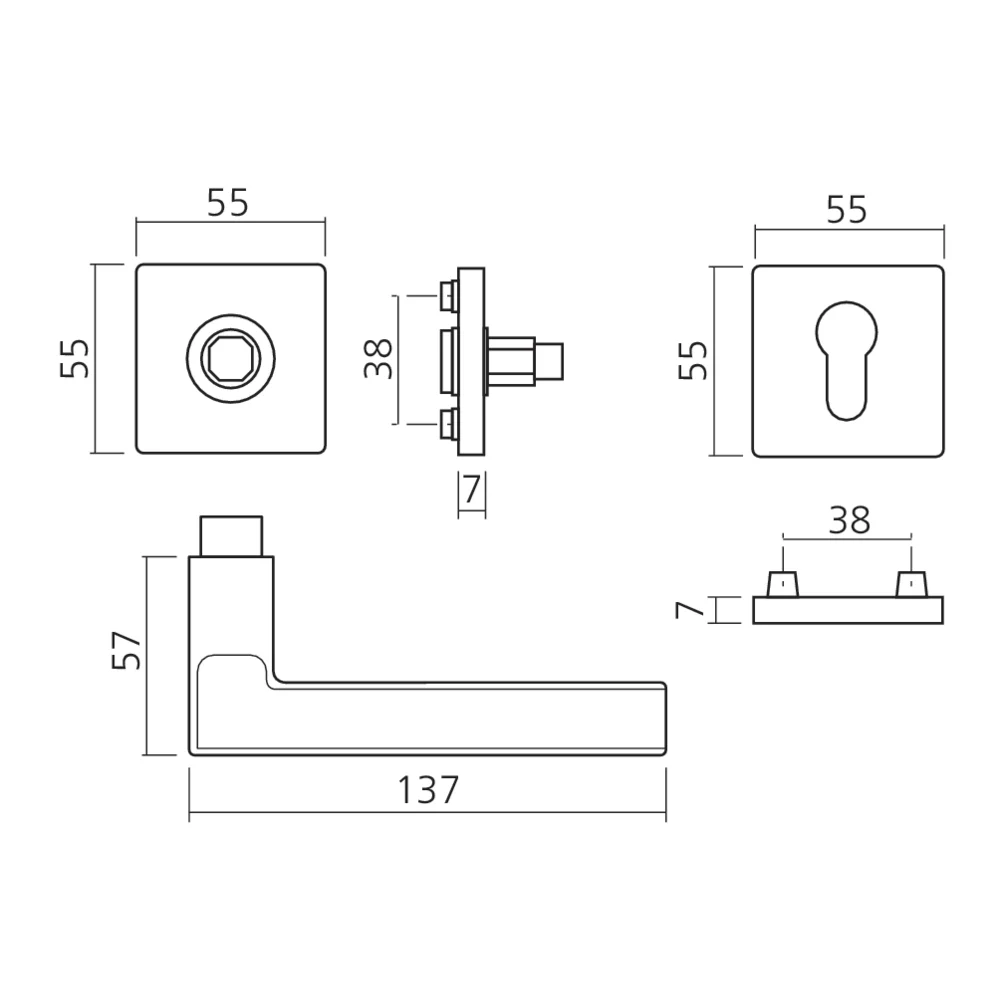 Ensemble sur rosace carrée 1035
