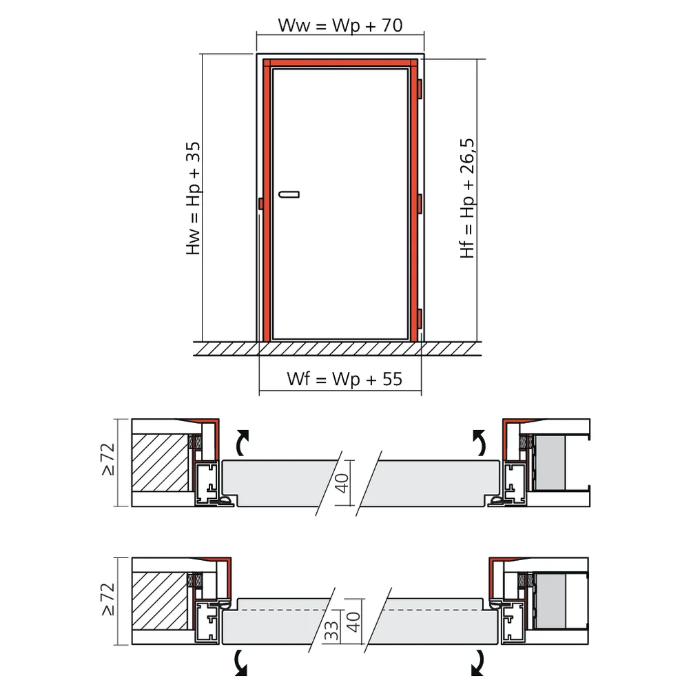 Set X40 avec porte calibrée âme pleine