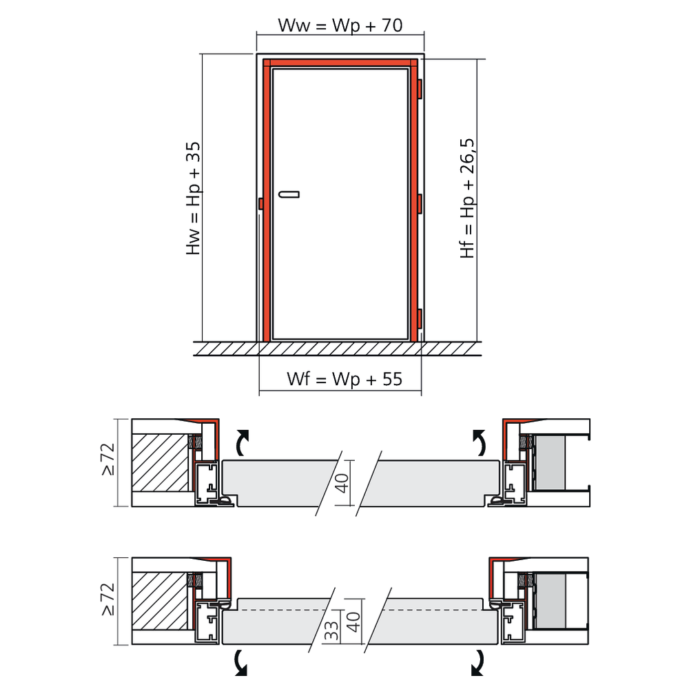 Set X40 avec porte calibrée âme pleine