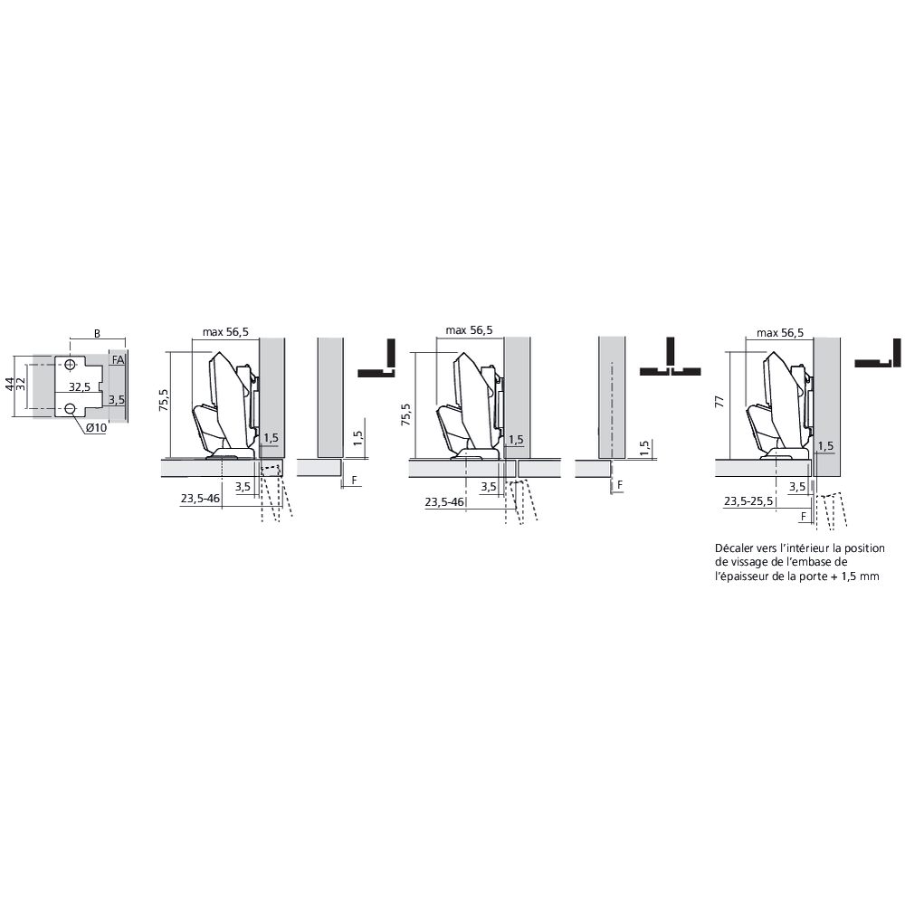 Charnière CLIP top BLUMOTION 110° pour porte fine