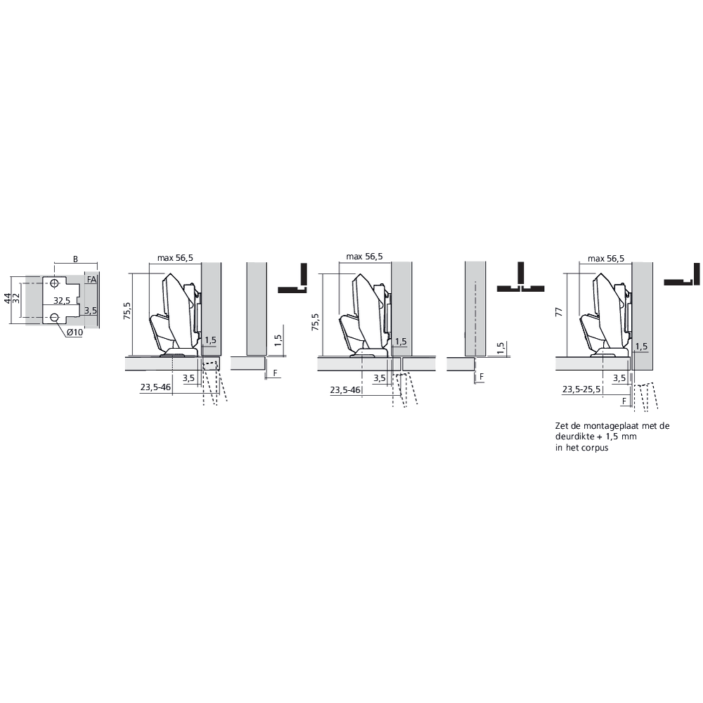 Charnière CLIP top BLUMOTION 110° pour porte fine