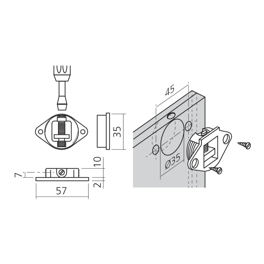 Attache réglable Ø35 mm