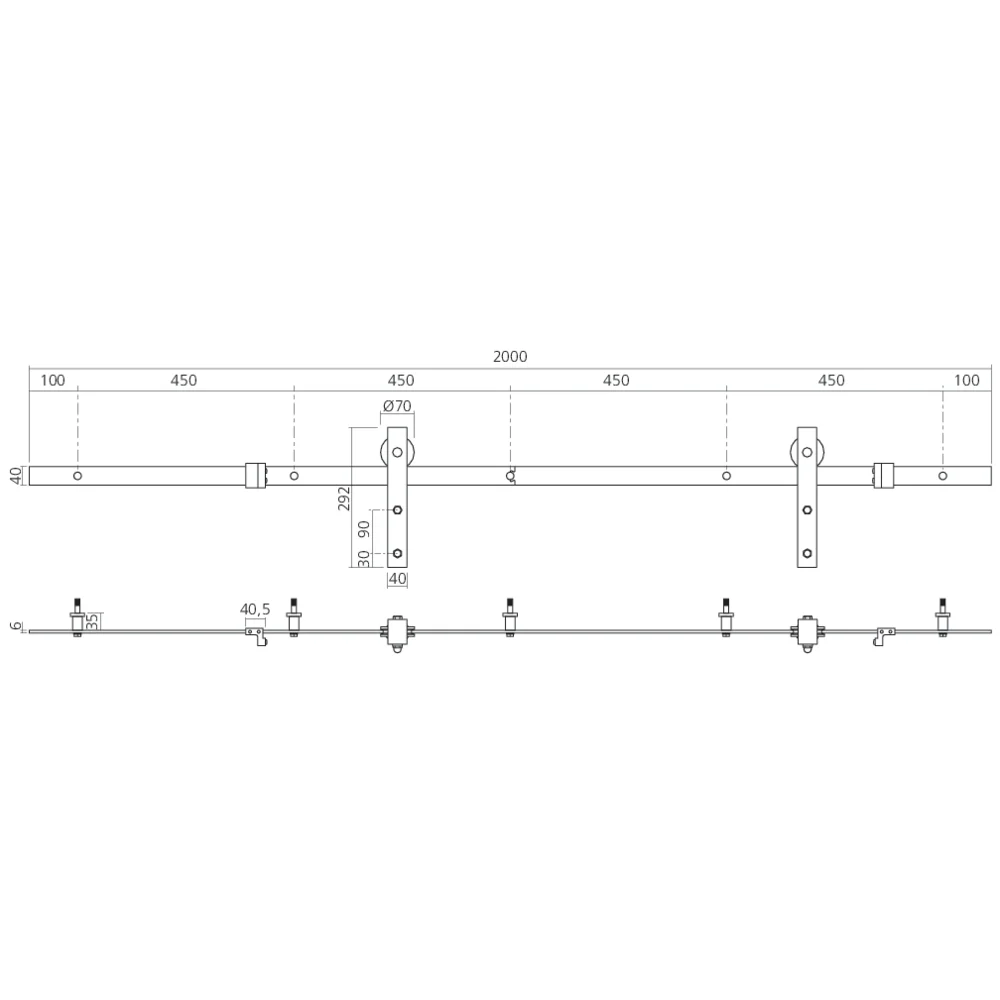 Set complet pour porte coulissante BASIC