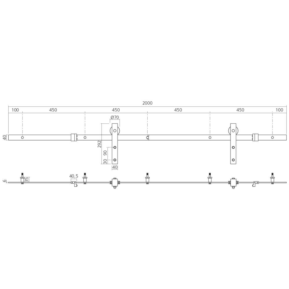 Set complet pour porte coulissante BASIC