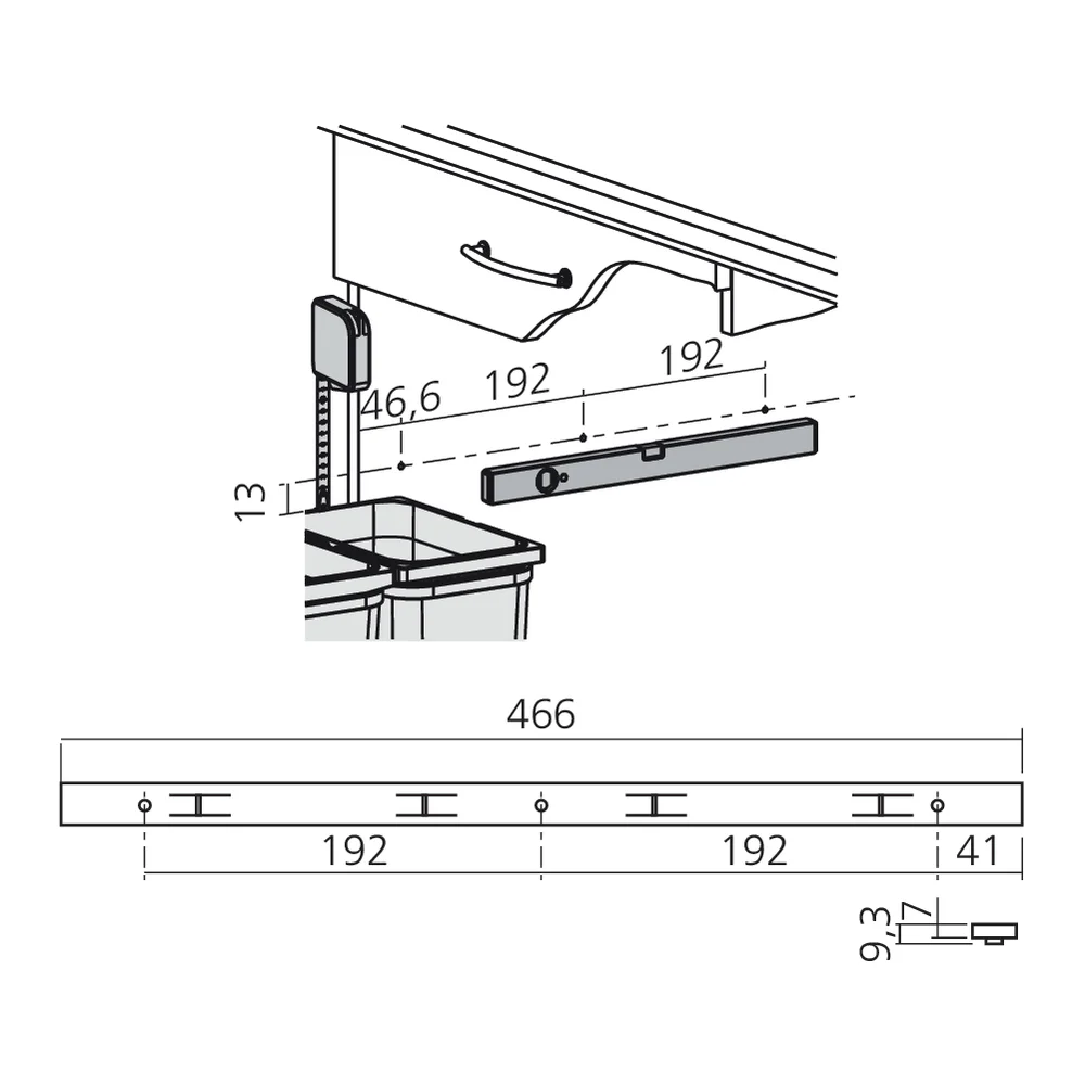 Set modulable pour poubelles à poser anthracite dans LÉGRABOX