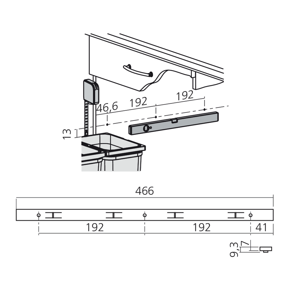 Set modulable pour poubelles à poser pour tiroir LÉGRABOX