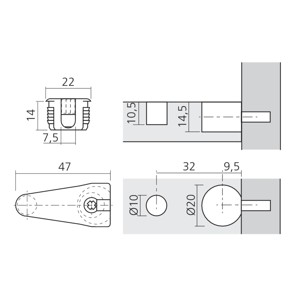 Boîtier excentrique DÉFIX Ø20 + 10 mm