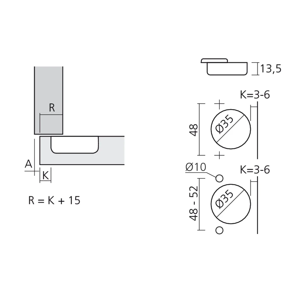 Charnière 110° en applique amortie Silentia+