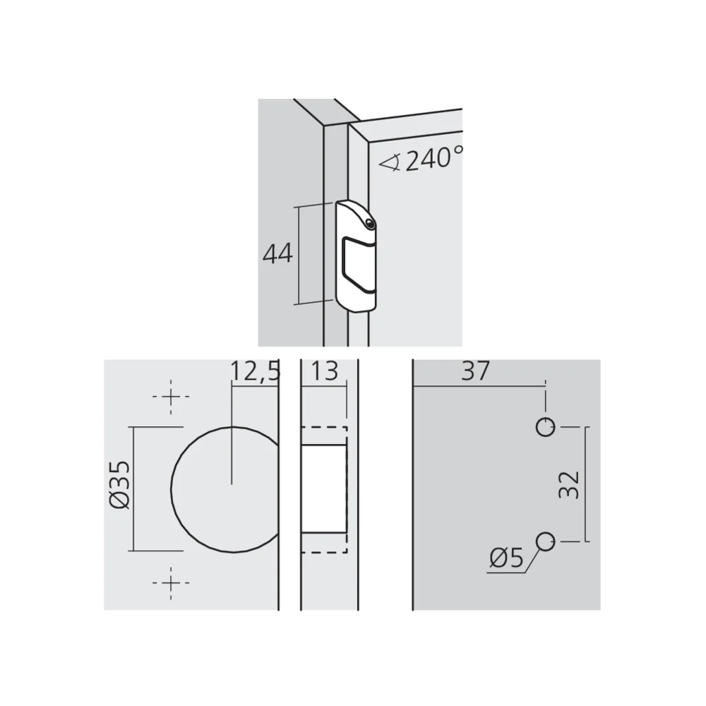 Charnière clipsable à nœud apparent pour porte en semi-applique