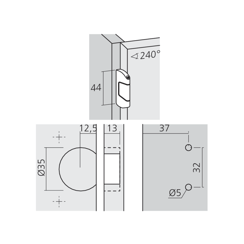 Charnière clipsable à nœud apparent pour porte en semi-applique
