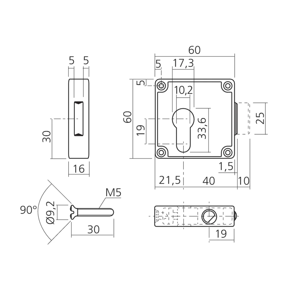 Serrure 3 points pour cylindre Européen