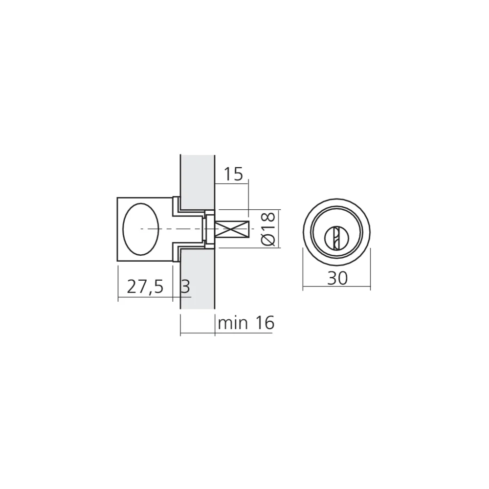 Bouton avec cylindre