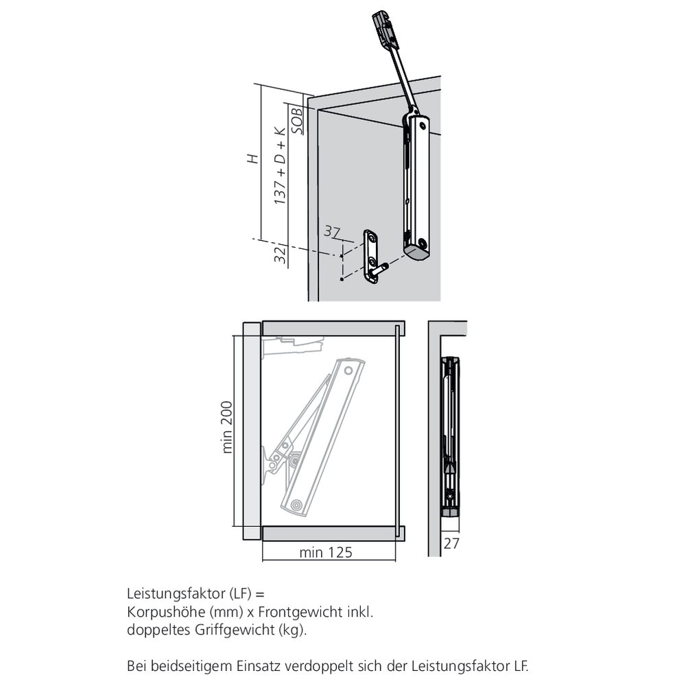 Set réservoir de force AVENTOS HK-XS TIP-ON