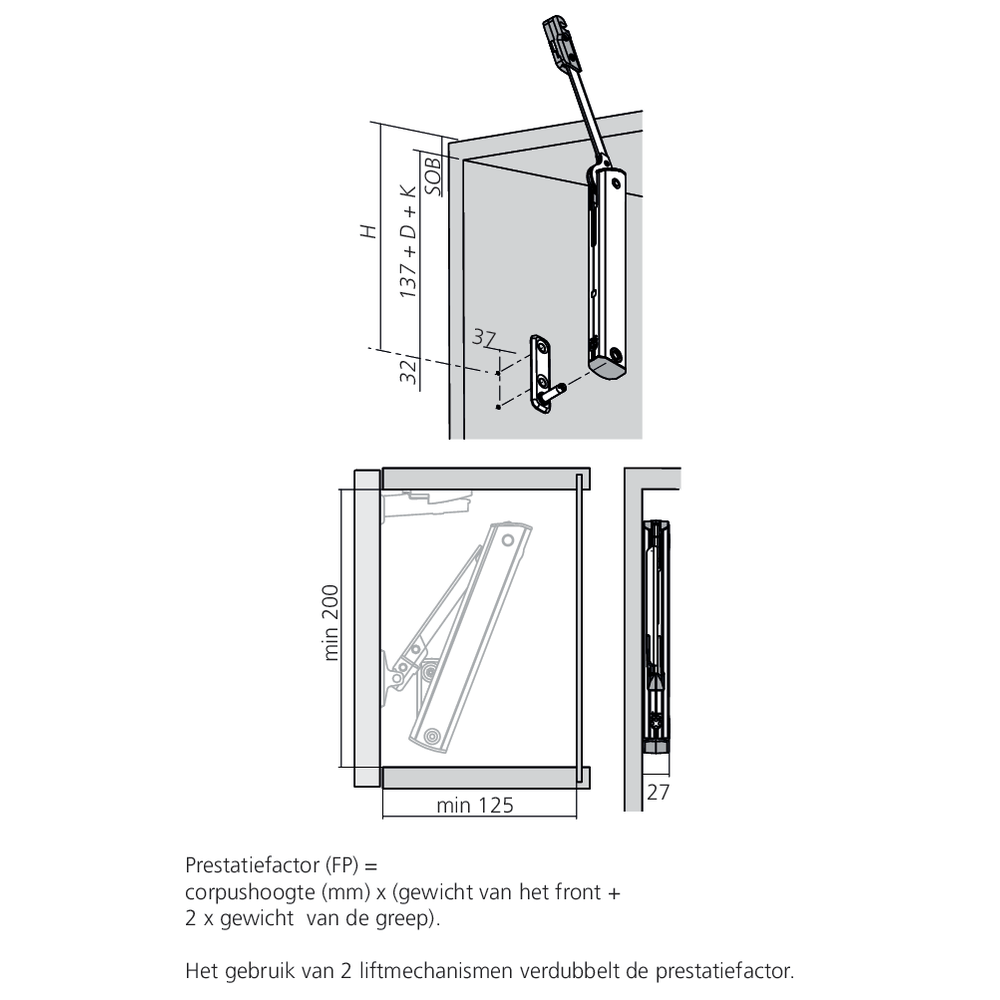 Set réservoir de force AVENTOS HK-XS TIP-ON