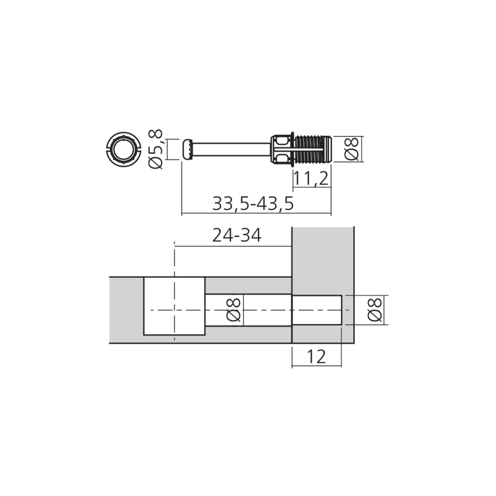 Tourillon à expansion QUICKFIT Ø8 mm