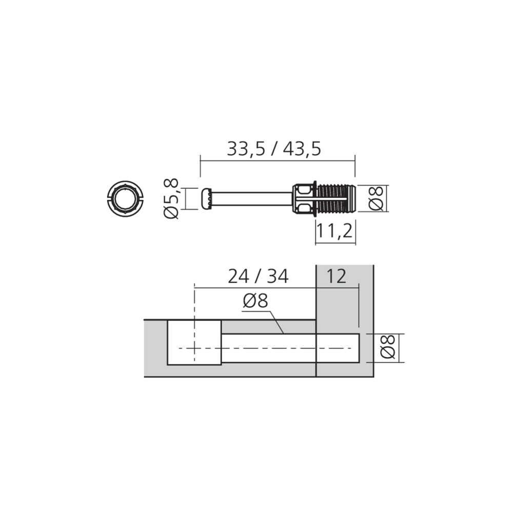 Tourillon à expansion QUICKFIT Ø8 mm
