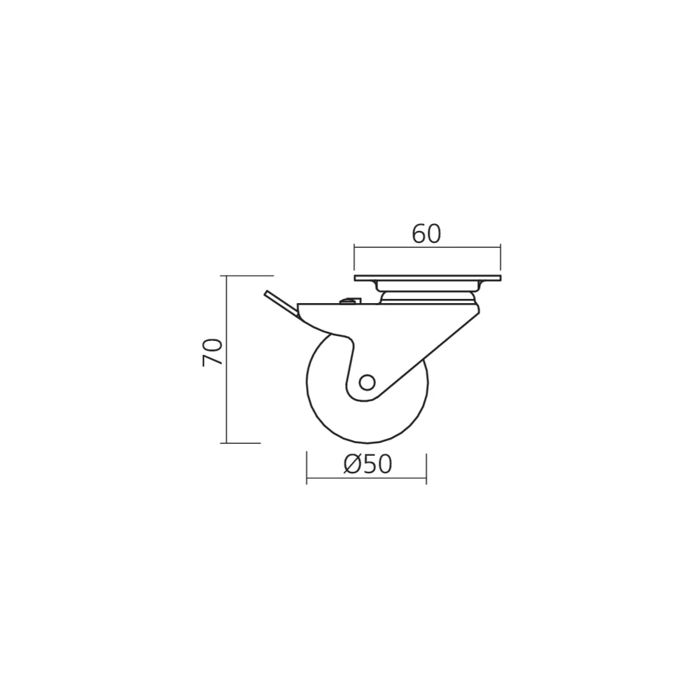 Roulette pivotante Ø50 mm à double galet