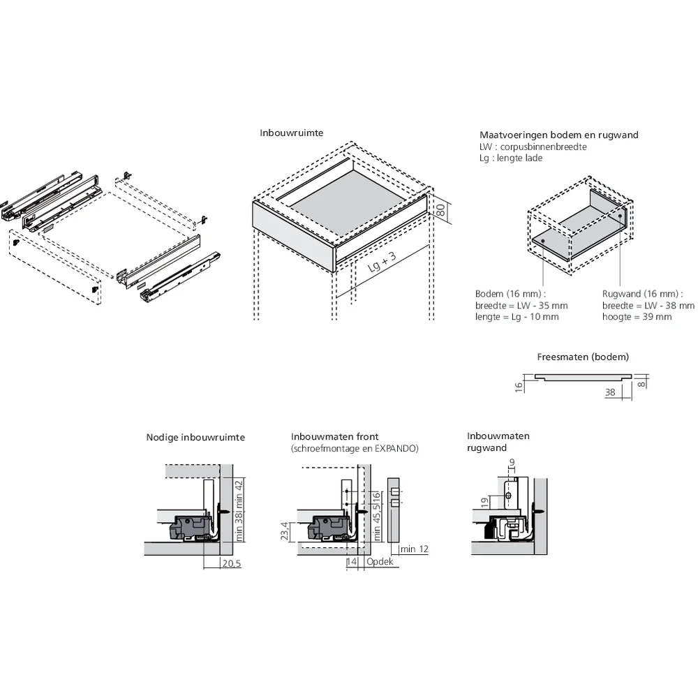 LÉGRABOX TIP-ON inox hauteur N