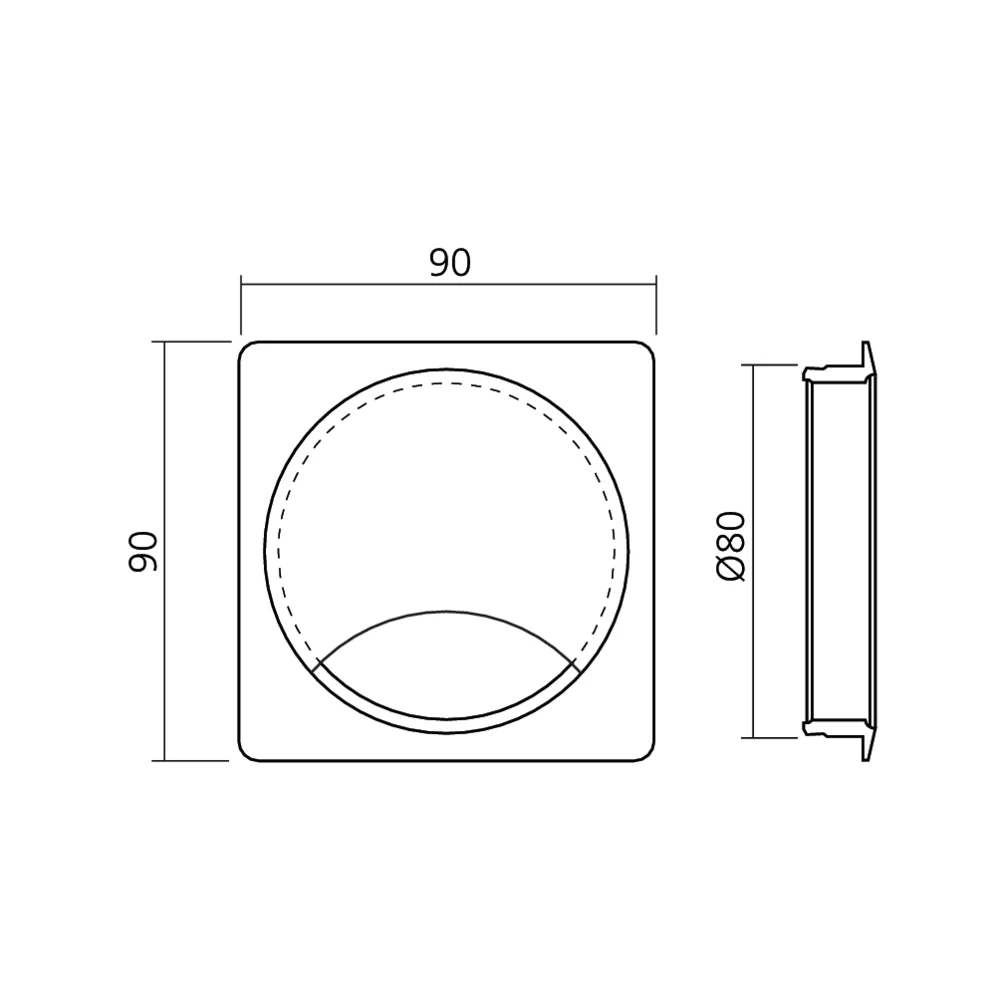 Passe-câbles métal carré
