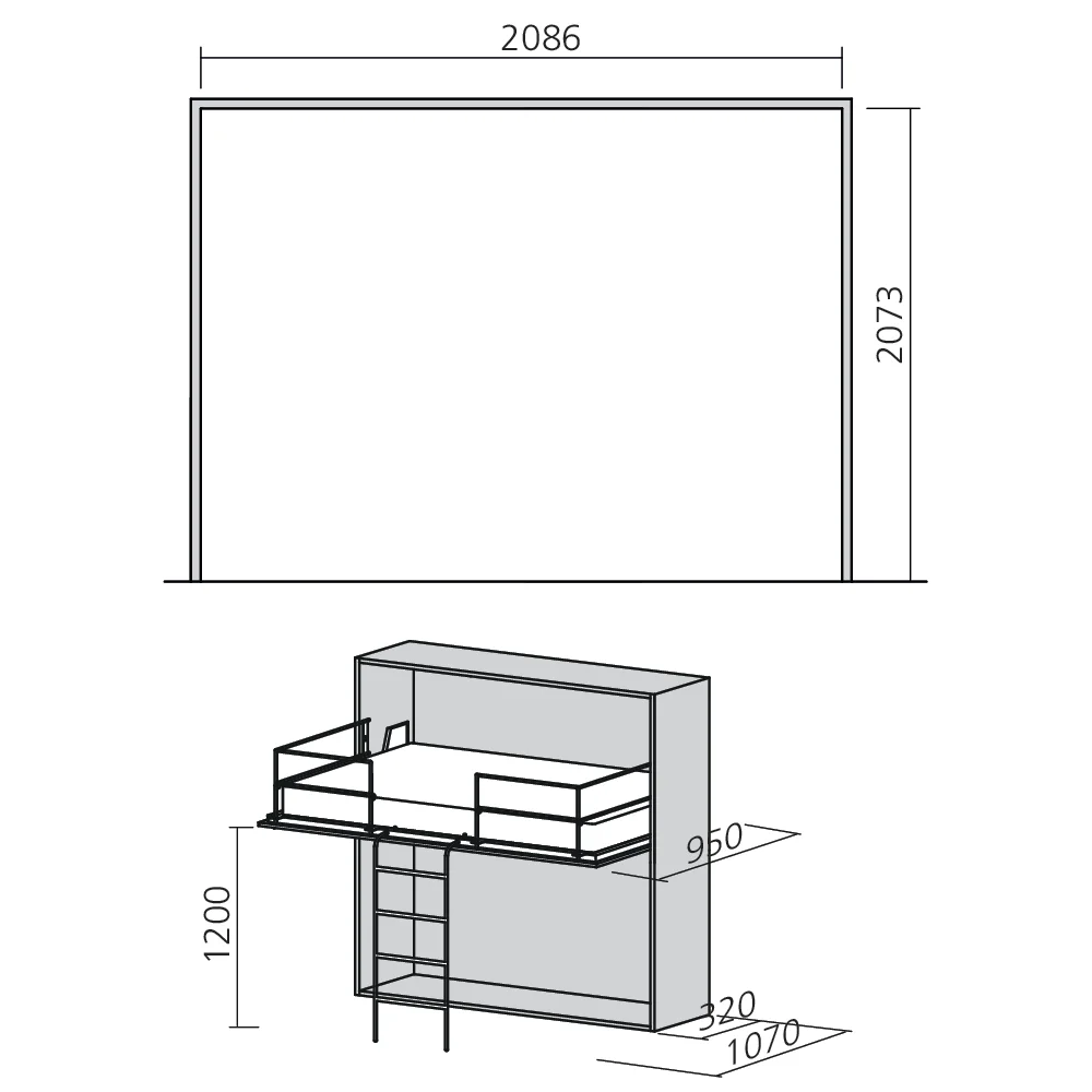 Lit superposé abattable