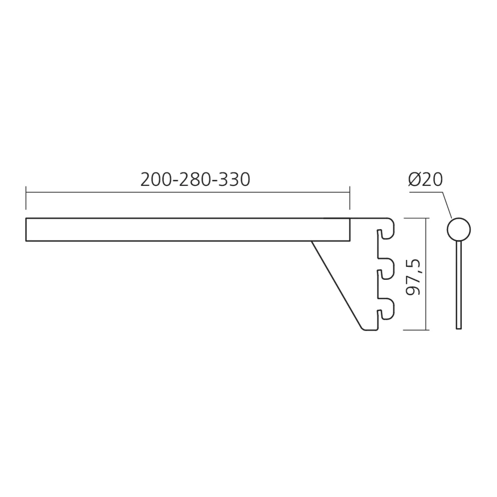 Support pour tablette bois Ø 20 mm