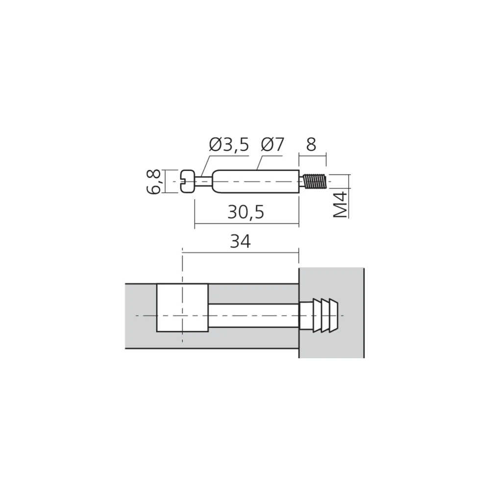 Tourillon MINI15 filet M4