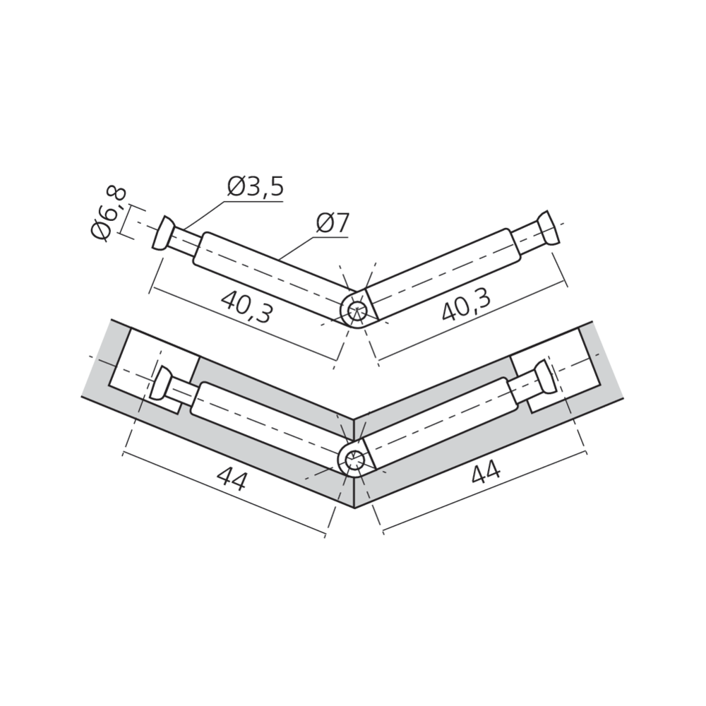 Tourillon double articulé MINI