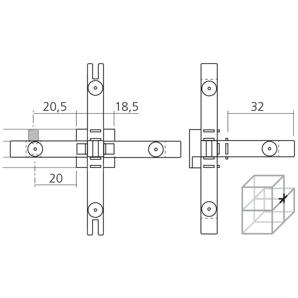 Jonction 5 voies CADRO vitrine