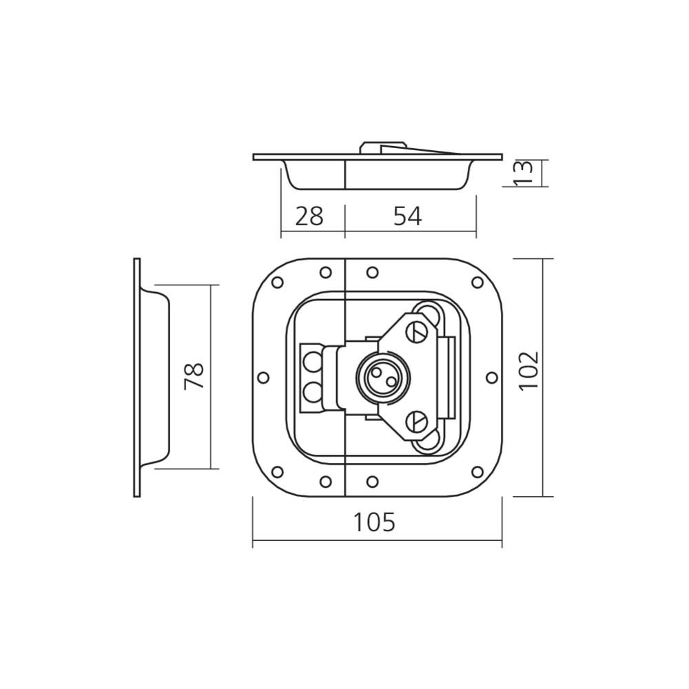 Fermeture papillon à encastrer