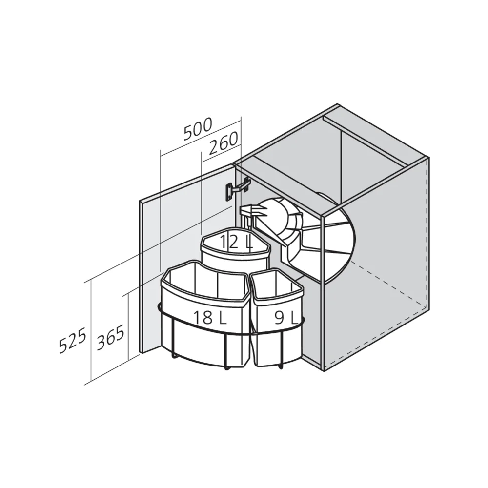 Poubelle rotative à tri sélectif 39 L