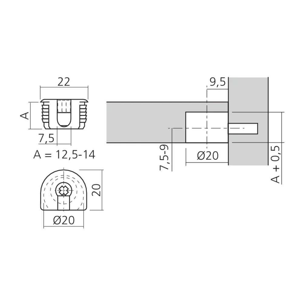 Boîtier excentrique DÉFIX Ø20 mm