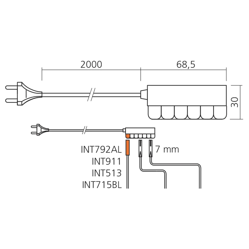 Fil d'alimentation + interrupteur