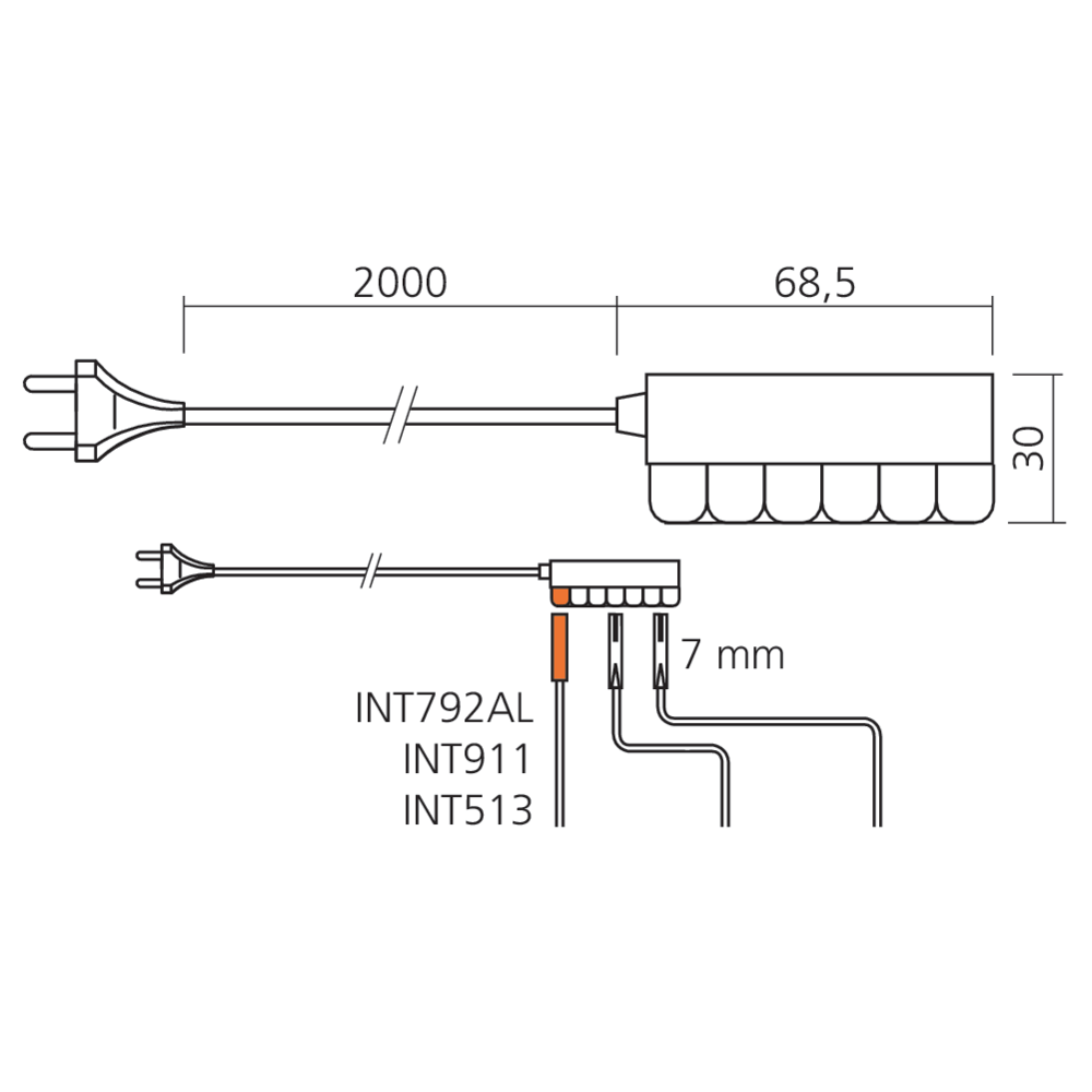 Fil d'alimentation + interrupteur