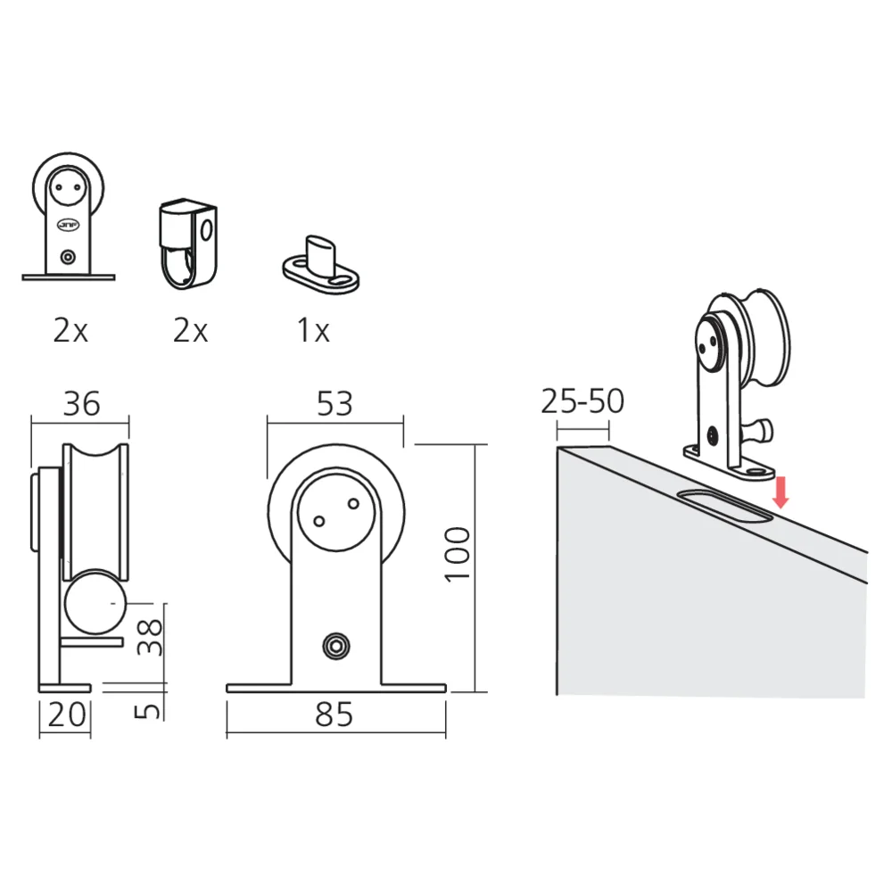 Set pour porte coulissante