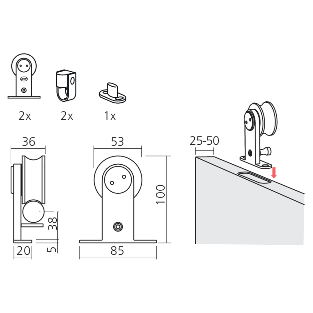 Set pour porte coulissante