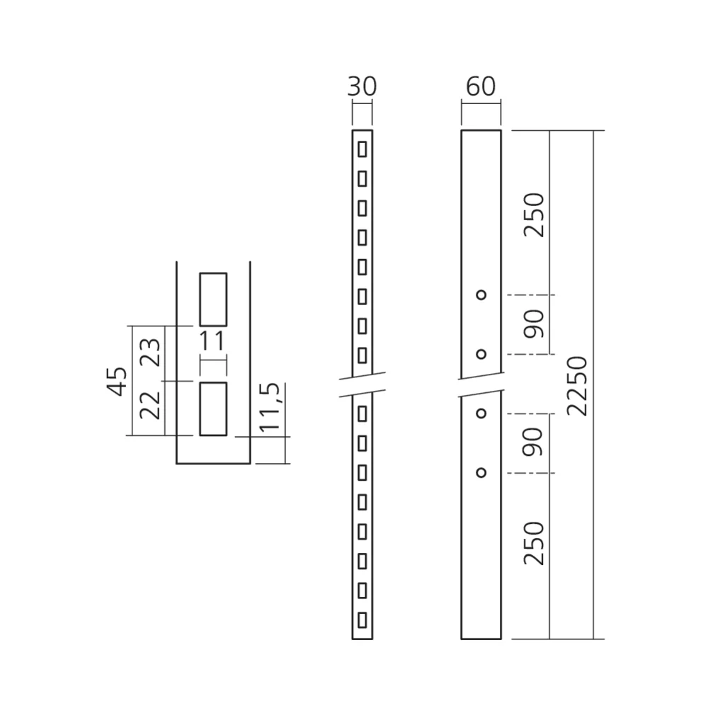 Montant 60 x 30 mm ES30