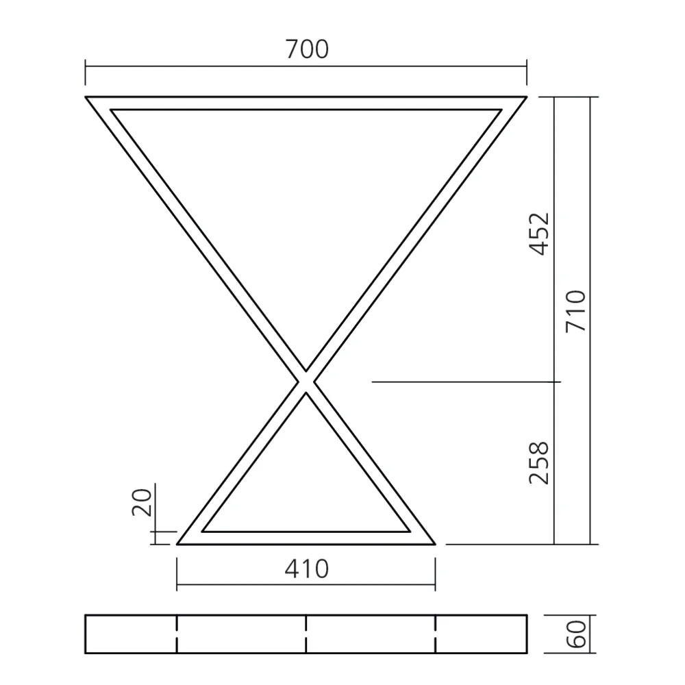 Pied de table design en X