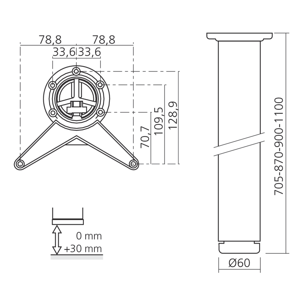 Pied de table Ø60 mm